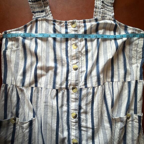 Mlle Gabrielle Cotton Midi Dress 3X Blue White Stripe Sleeveless - Picture 3 of 7